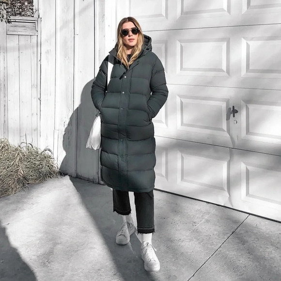 TNA Jackets & Blazers - TNA Super Puff Long in  Blue Grey